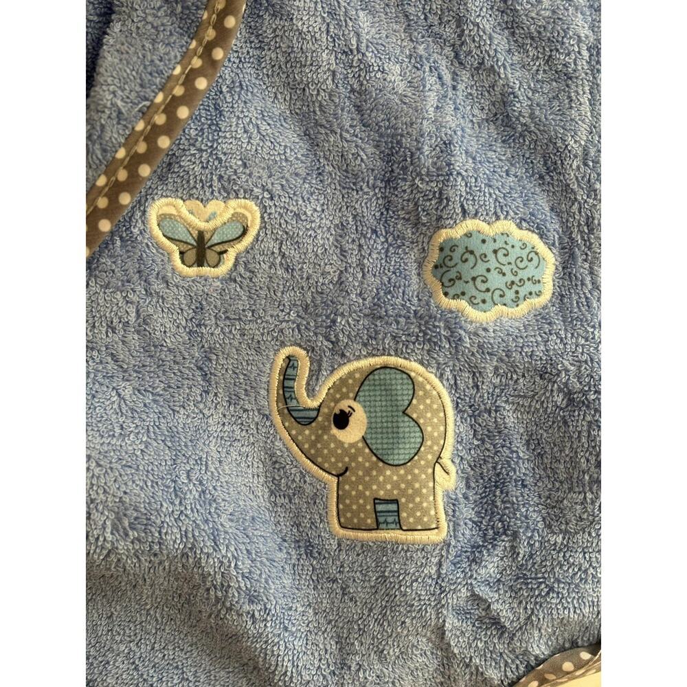 Kids Blue Bathrobe 100% Cotton Hooded Elephant Soft Robe 4-6Y - Picture 6 of 9